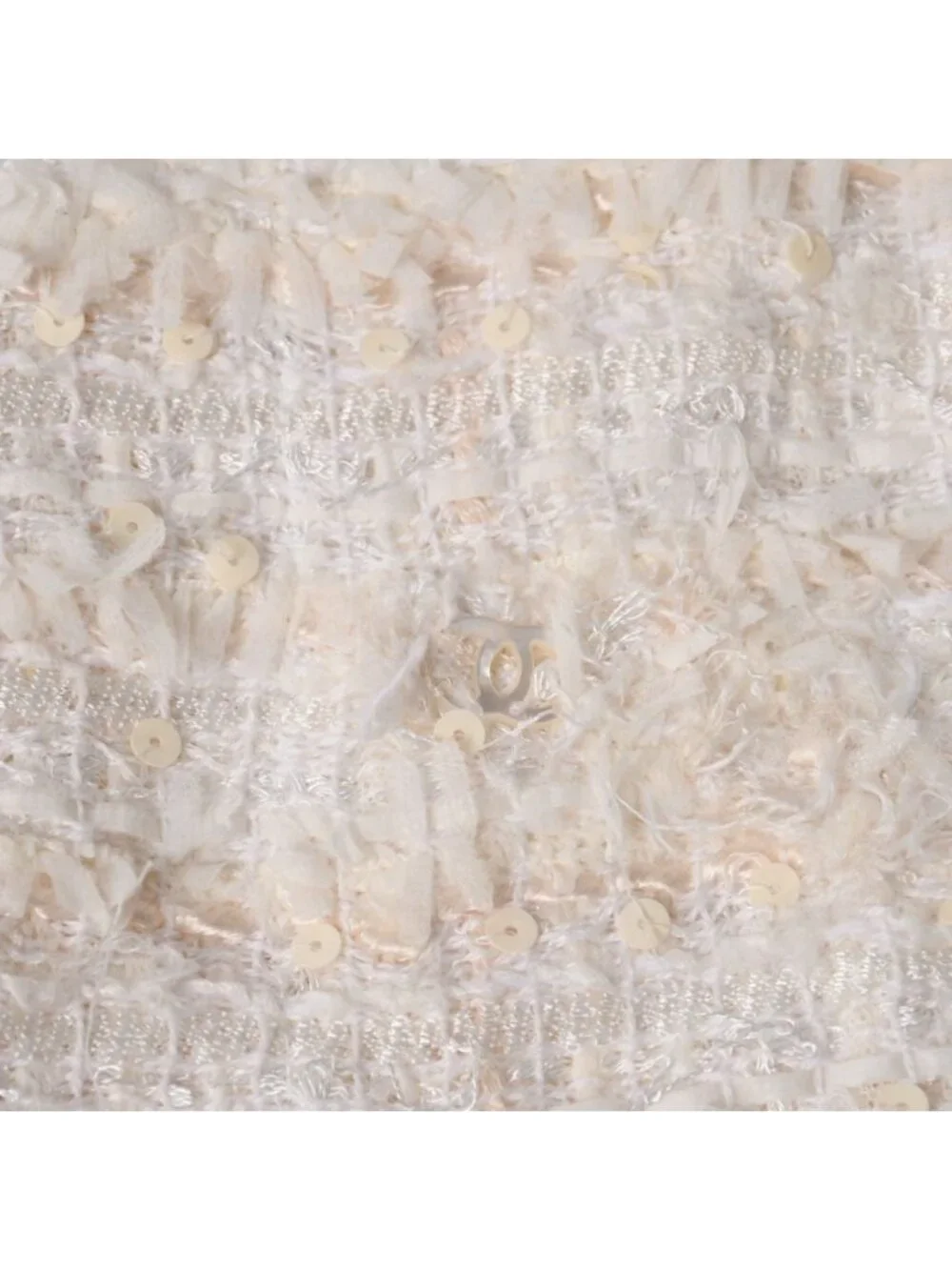 Chanel Skirt Tweed Sequin CC Logo White